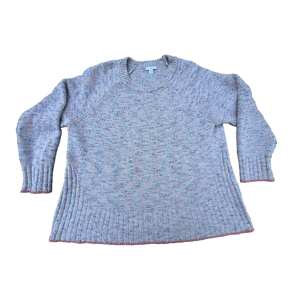 J Jill Beige Pullover Crew Neck Sweater w/Colored Speckles Flared Bottom Size XL